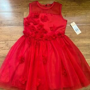 Nanette Lepore girls red floral embellished tulle skirt dress size 7-8 & 14 NWT